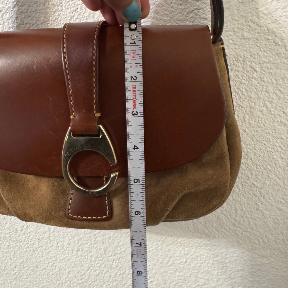 VTG Dooney & Bourke Horseshoe Buckle Brown Suede Leather Crossbody Equestrian - Picture 7 of 10